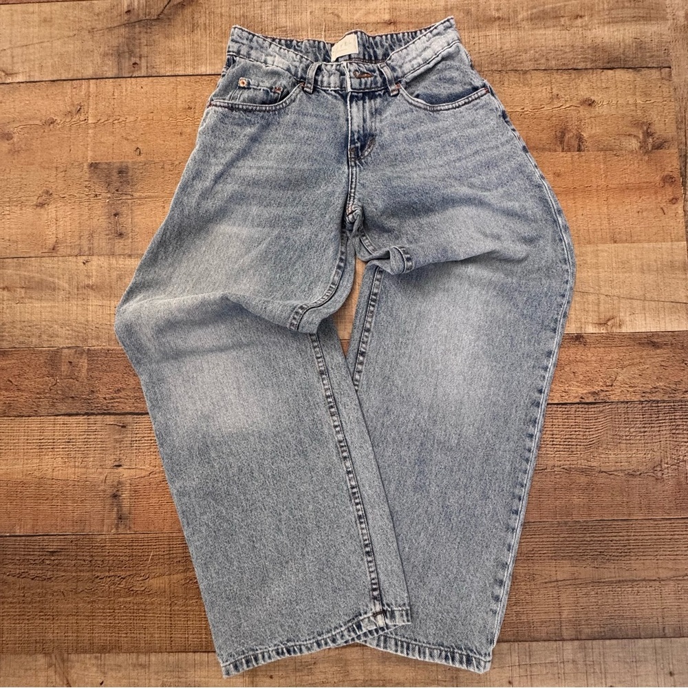 MOTEL ROCKS DENIM Wide Leg Parallel Low Rise Jeans Size 28